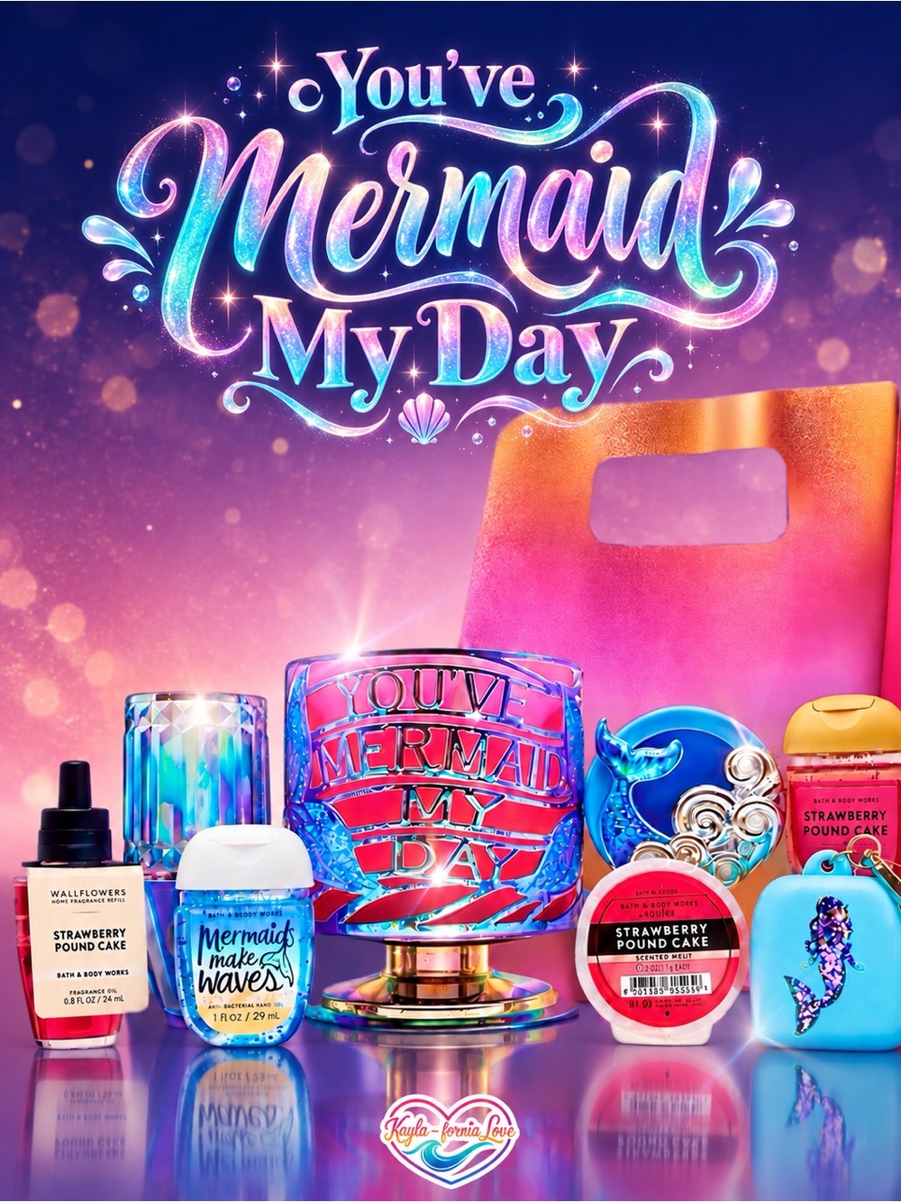 Bath & Body Works You’ve Mermaid My Day Candle Holder Glitter Mermaid Pocketbac